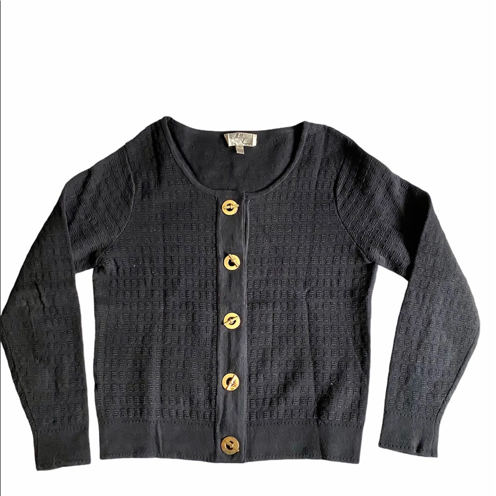 Milly Sweater, Navy Blue with Gold Buttons